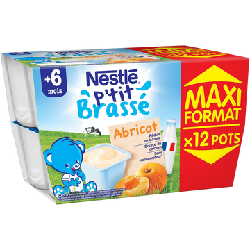Nestlé P'tit Brassé Abricot Nestle Dès 6 Mois, 12x100g