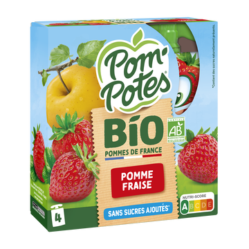 Materne Pom'potes Bio Pomme Et Fraise 30% De Sucre En Moins Materne, 4x90g