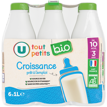 Image de U TOUT PETITS BIO
Lait de croissance DHA 10 mois à 3 ans - 6 bouteilles de