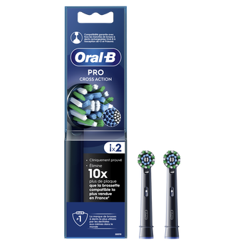 Image de Brosettes pro cross action noire pour brosse.dent ORAL B