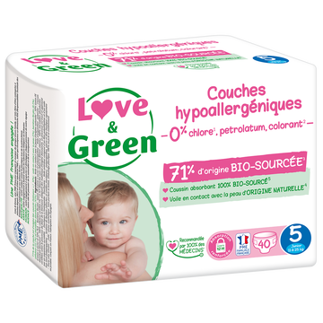 Love & Green Couches Sensitives Et Écologiques Taille 5 Love&green, 40