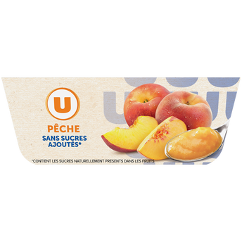 Image de U
Dessert fruitier coupelle purée de pêches sans sucres ajoutés - 4 potsde 100g