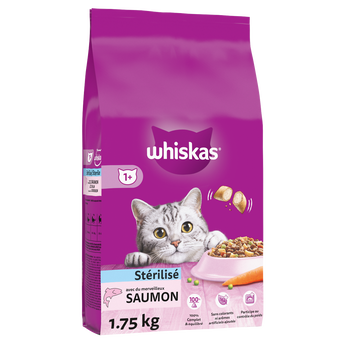 Image de Croquettes chat stérilisé au saumon WHISKAS