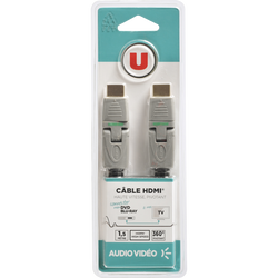Cable Hdmi H S U Or Articule 1 50m Connecteur 1 Hdmi Gris Super U Hyper U U Express