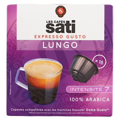 Café capsules SATI Espresso lungo - Compatible DOLCE GUSTO - x16 - Super U,  Hyper U, U Express 