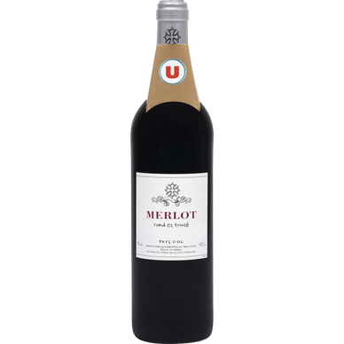 Vin rouge IGP Pays d'OC Merlot 75cl - Super U, Hyper U, U Express 