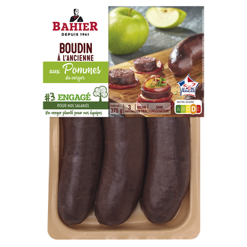 Regis Bahier Boudin Noir Aux Pomme Bahier, X3 Soit 375g