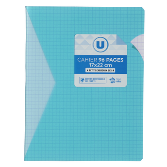 Image de U
Cahier piqure 17x22cm 96p petits carreaux 5x5 polypro