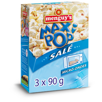 Image de Maxi pop corn légèrement salé MENGUY'S, 3 sachets micro ondes
