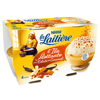 Image de Ile Flottante avec sachet d'éclats de caramel LA LAITIERE - 4 pots