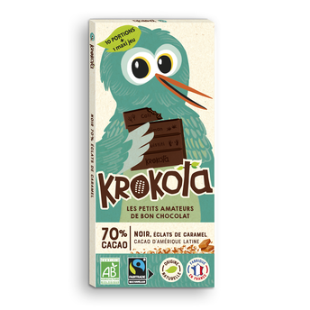 Image de Chocolat noir 70% cacao éclats de caramel bio KROKOLA