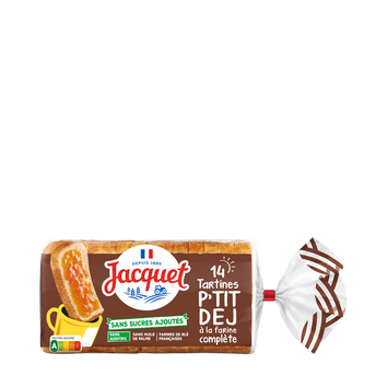 Image de Pain de mie Tartine P'tit Déj(r) farine Complète Sans Sucres Ajoutés JACQUET  - x14
