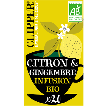 Image de Infusion Bio Citron Gingembre CLIPPER - 20 sachets