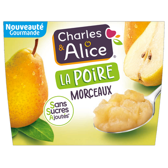 Image de Compote morceaux Poire Sans sucre ajouté CHARLES & ALICE