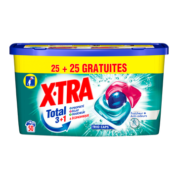 X•TRA Lessive Trio Caps Fraîcheur Xtra X50