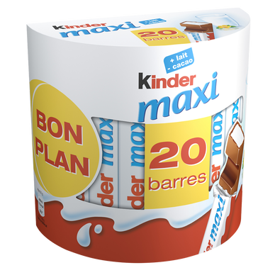 Barres chocolat maxi KINDER , x20 soit 420g - Super U, Hyper U, U