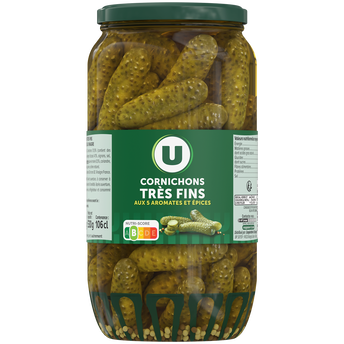 Image de U
Cornichons très fins pasteurisés au vinaigre bocal de