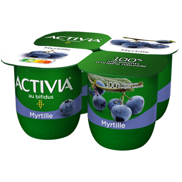 Danone Yaourts Aux Fruits Bifidus Myrtille Activia - 4x125g