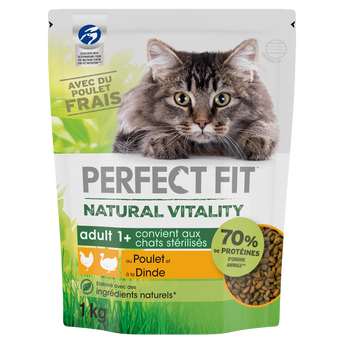 Image de Croquettes chat stérilisé Natural Vitality poulet et dinde PERFECT FIT