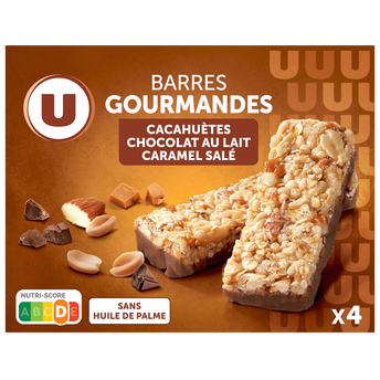 Image de U
Barres de céréales gourmandes cacahuètes chocolat caramel U 140g