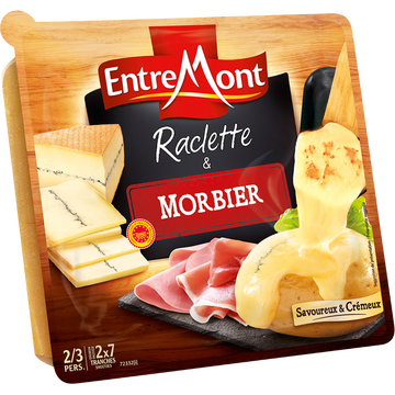 Entremont Fromage À Raclette Nature Et Morbier Entremont - Barquette De 350g