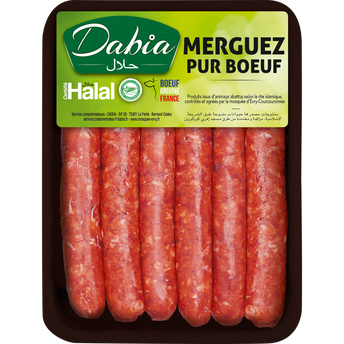 Image de Merguez véritable pur boeuf Halal, DABIA, France, 6 pièces