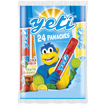 Image de Sucettes glace à l'eau panachés arômes naturels YETI, x24