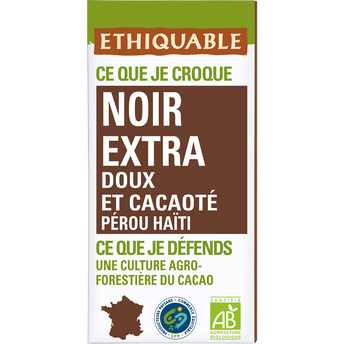 Image de ETHIQUABLE - Chocolat noir extra BIO - la tablette de
