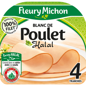Image de Blanc de poulet Halal FLEURY MICHON, 4 tranches