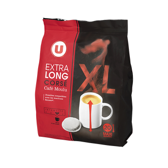 Image de U
Café dosettes EXTRA LONG CORSÉ XL N°5 - compatible SENSEO