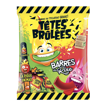 Image de Bonbon la barre goût pomme et fraise TETE BRÛLÉES
