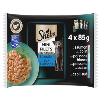 Image de Sachets fraîcheur chat Mini filets aux poissons en sauce SHEBA