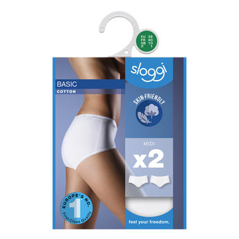 Image de Lot de 2 slips femme midi coton lycra - ligne "basic"