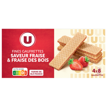 Image de U
Fines gaufrettes saveur fraise & fraise des bois U