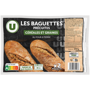 Image de U
Demi-baguette aux céréales et graines précuite sur four à pierre