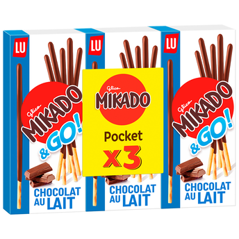 Image de Biscuits nappés au chocolat au lait Mikado LU, 3 paquets de