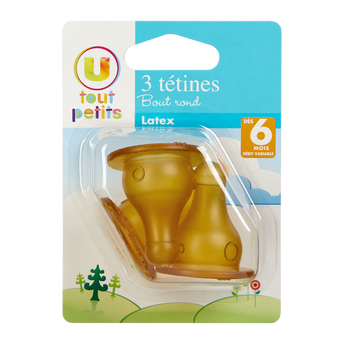 Image de U TOUT PETITS
Tetine x3 latex bout rond t2 debit