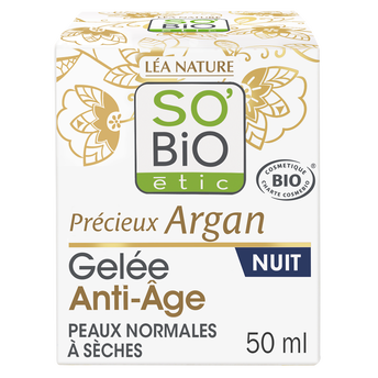 Image de Crème visage Gelée de nuit anti âge argan bio SO BIO, pot de