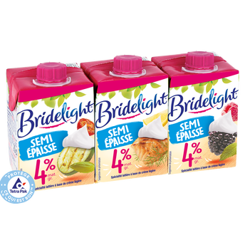 Image de Spécialité laitière à base crème légère fluide UHT, 4%MG, BRIDELIGHT,3X