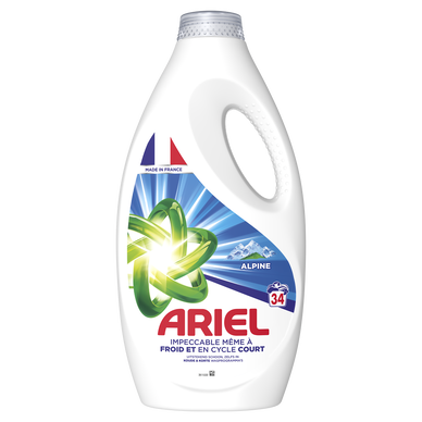 Ariel Lessive Liquide, 58 Lavages, Alpine, blancheur améliorée et lavage  impeccable en un lavage même à basse température : : Epicerie