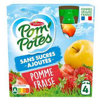 Image de Compotes Gourdes Sans Sucres Ajoutés Pomme Fraise POM'POTES