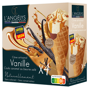 Image de Cône glacée vanille coulis caramel L'ANGELYS