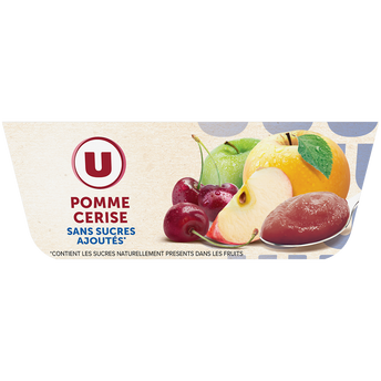 Image de U
Purée pomme cerise sans sucre ajoutés - coupelles