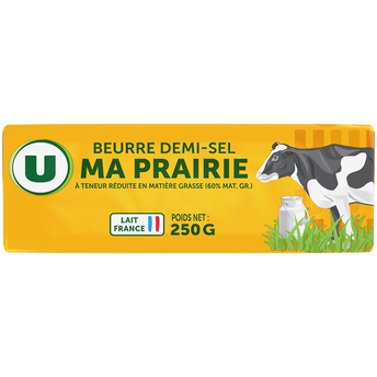 Image de U
Beurre demi-sel à teneur réduite en matière grasse Ma Prairie