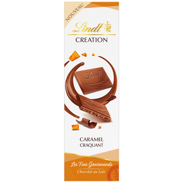 Lindt Chocolat Au Lait Extra-fin, Fourré D'une Truffe Cacaotée Et De Grainsde Caramel Croquants Lindt Creation 85g