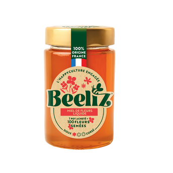 Image de Miel de fleurs de France liquide BEELIZ, pot verre