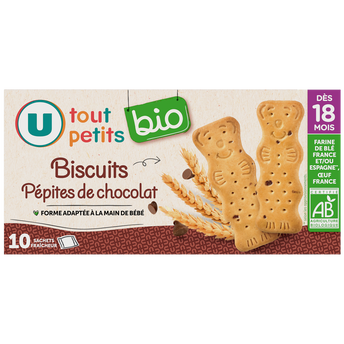 Image de U TOUT PETITS BIO
Biscuits bébé pépites de chocolat dès 18 mois