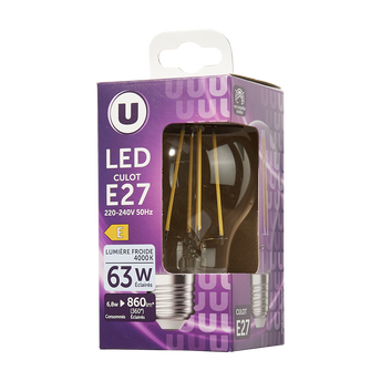 Image de U
Ampoule LED ronde 60w e27 tranparent blanc