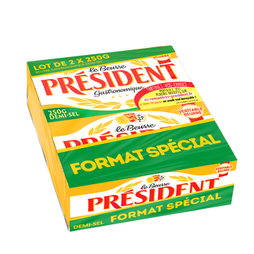 Président Beurre Gastronomique Demi-sel Président, 80%mg, 2x250g