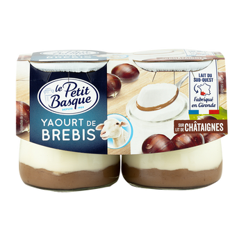 Image de Yaourts au lait brebis sur lit de châtaigne LE PETIT BASQUE, 3% de MG,2x1